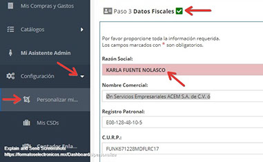 Configuración de datos fiscales del emisor